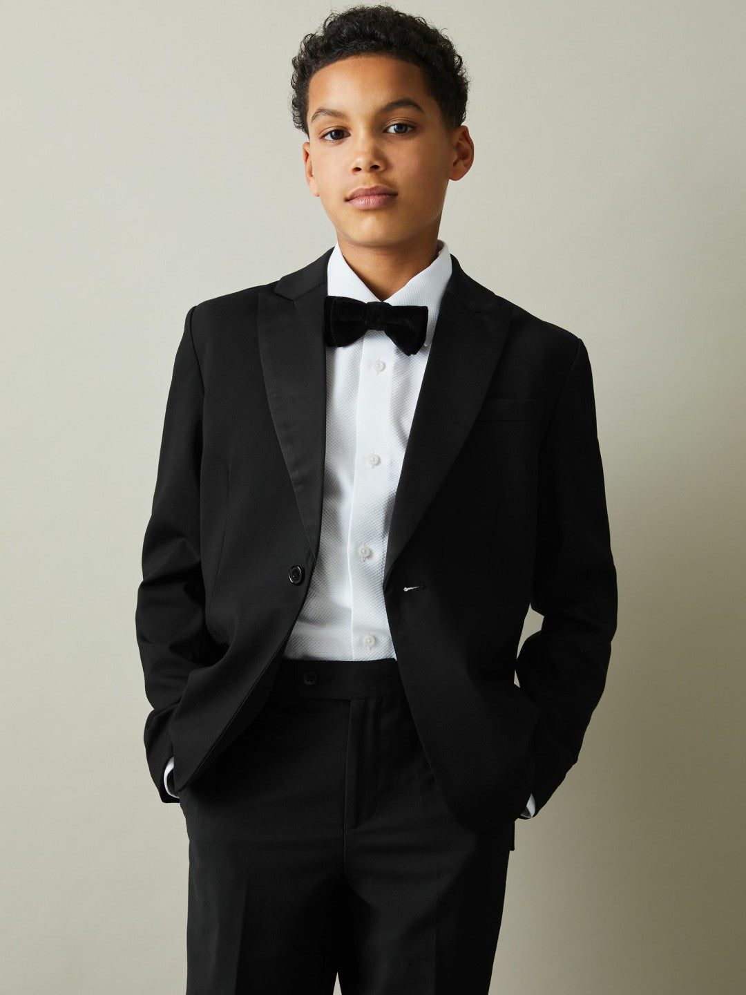 Reiss | 9-13 yrs Tuxedo Satin Single Breasted Blazer in Black
