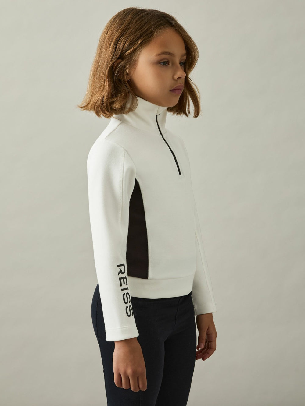 Reiss | 13-14 yrs Funnel-Neck Base-Layer Top in White/Black