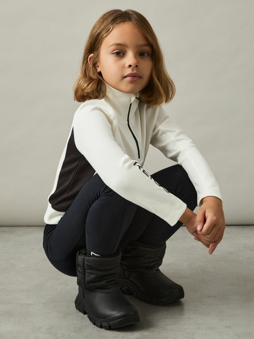 Reiss | 9-13 yrs Funnel-Neck Base-Layer Top in White/Black