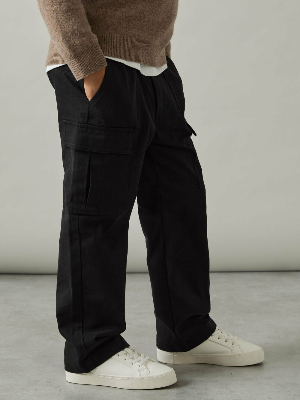 Reiss | 3-9 yrs 100% Cotton Straight Leg Cargo Trousers in Black