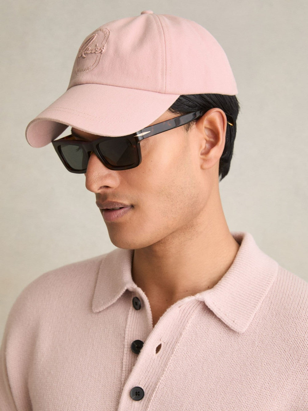 Reiss | Cotton Logo-Embroidered Baseball Cap in Washed Pink