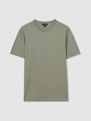 Reiss | Cotton Crew Neck T-Shirt in Dark Sage