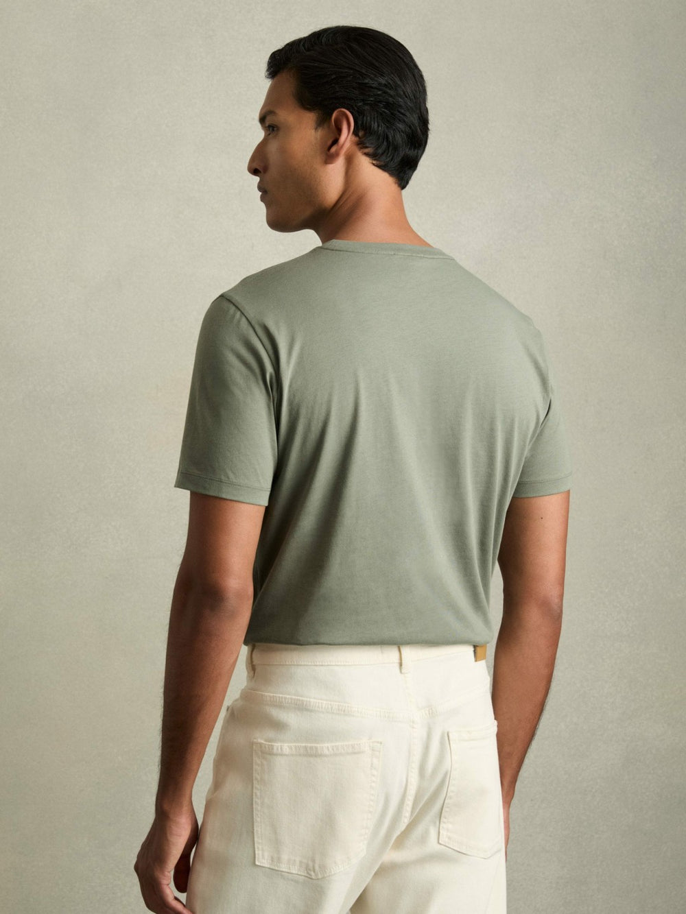 Reiss | Cotton Crew Neck T-Shirt in Dark Sage