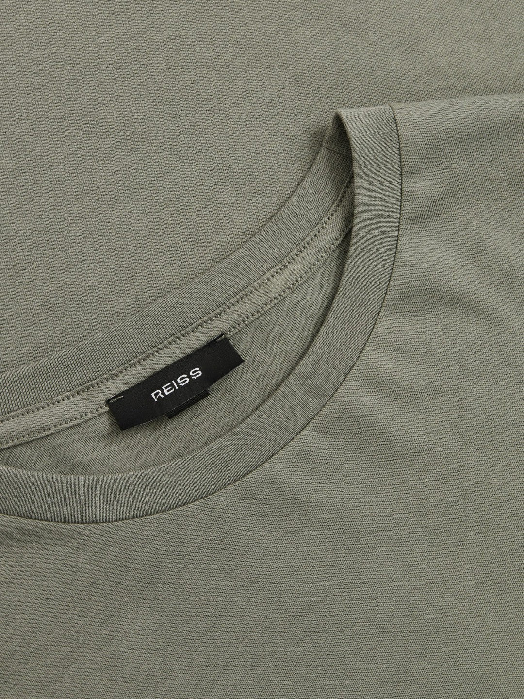 Reiss | Cotton Crew Neck T-Shirt in Dark Sage