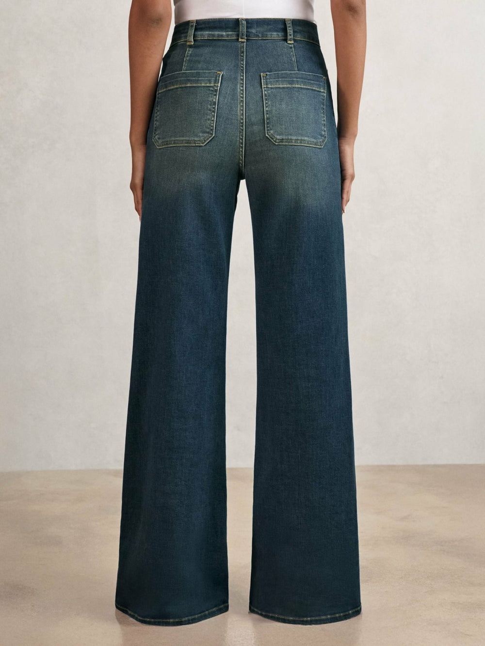 Reiss | Petite Patch-Pocket Flared Jeans in Mid Blue