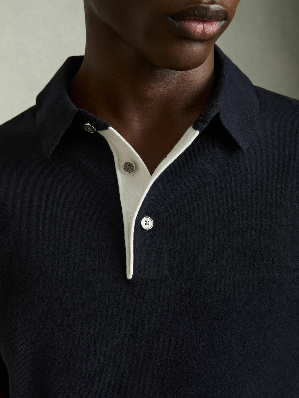 Reiss | Contrast-Placket Polo Shirt With Cotton in Navy