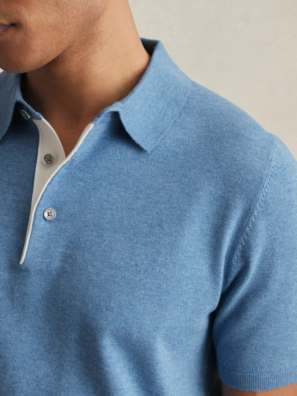 Reiss | Contrast-Placket Polo Shirt With Cotton in Blue