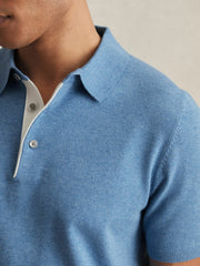 Reiss | Contrast-Placket Polo Shirt With Cotton in Blue