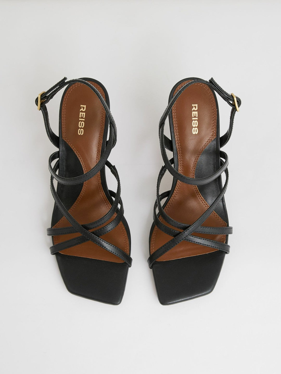 Reiss | Leather Strappy Stiletto Sandals in Black