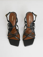 Reiss | Leather Strappy Stiletto Sandals in Black