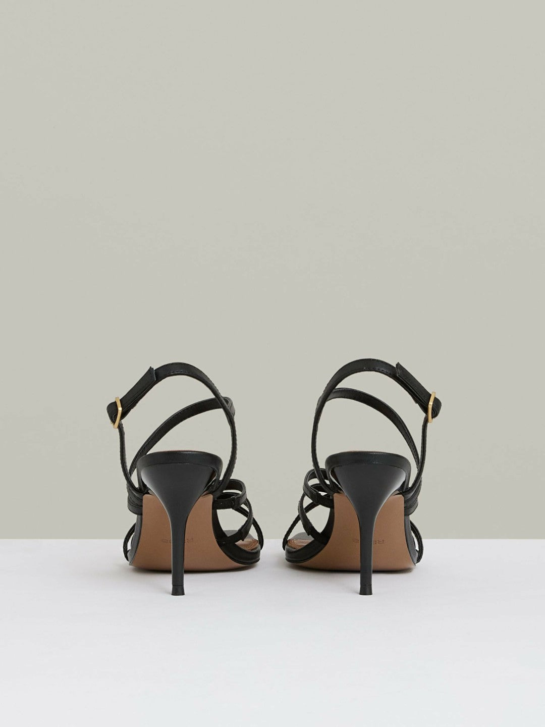 Reiss | Leather Strappy Stiletto Sandals in Black