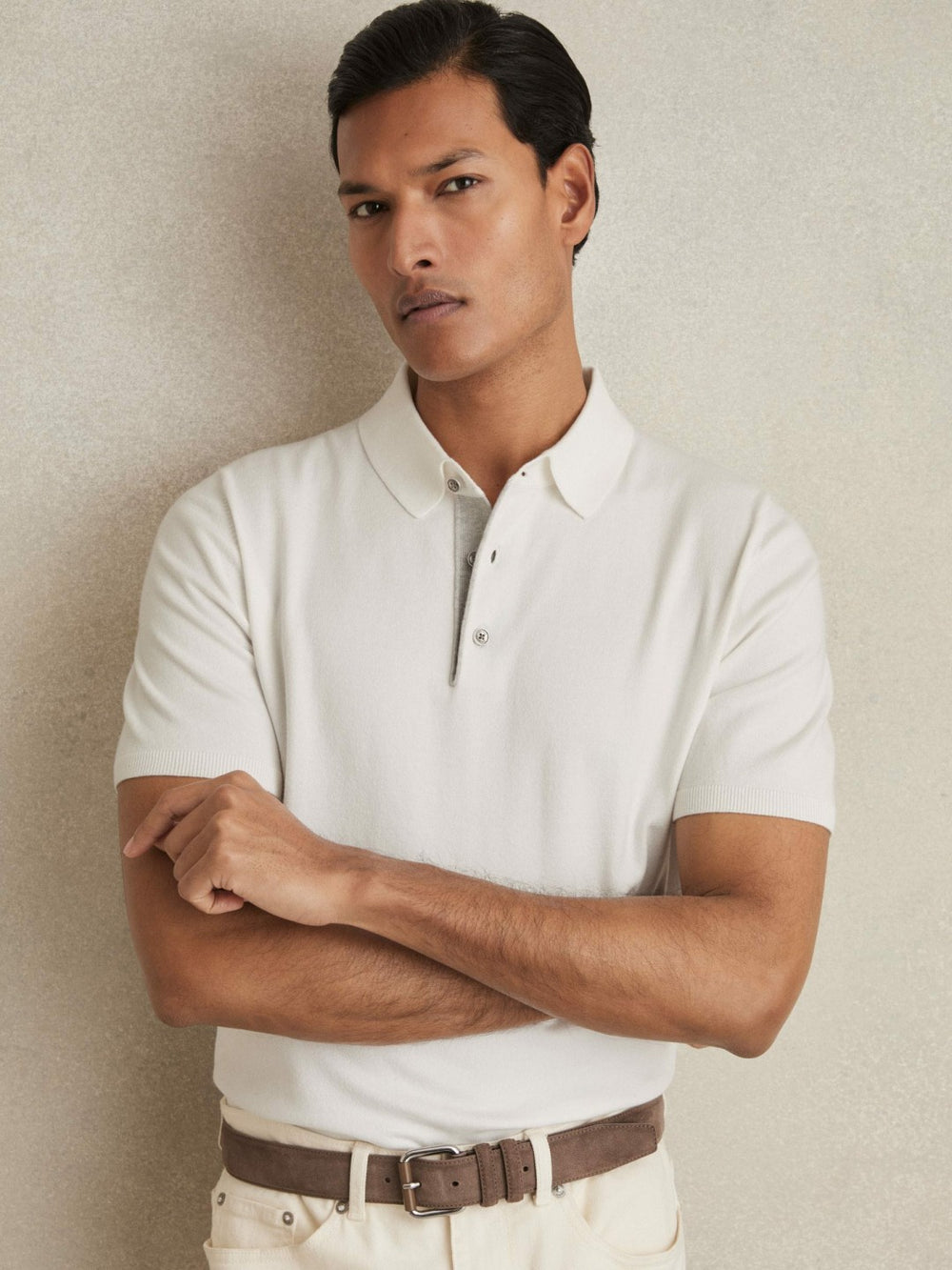 Reiss | Contrast-Placket Polo Shirt With Cotton in White