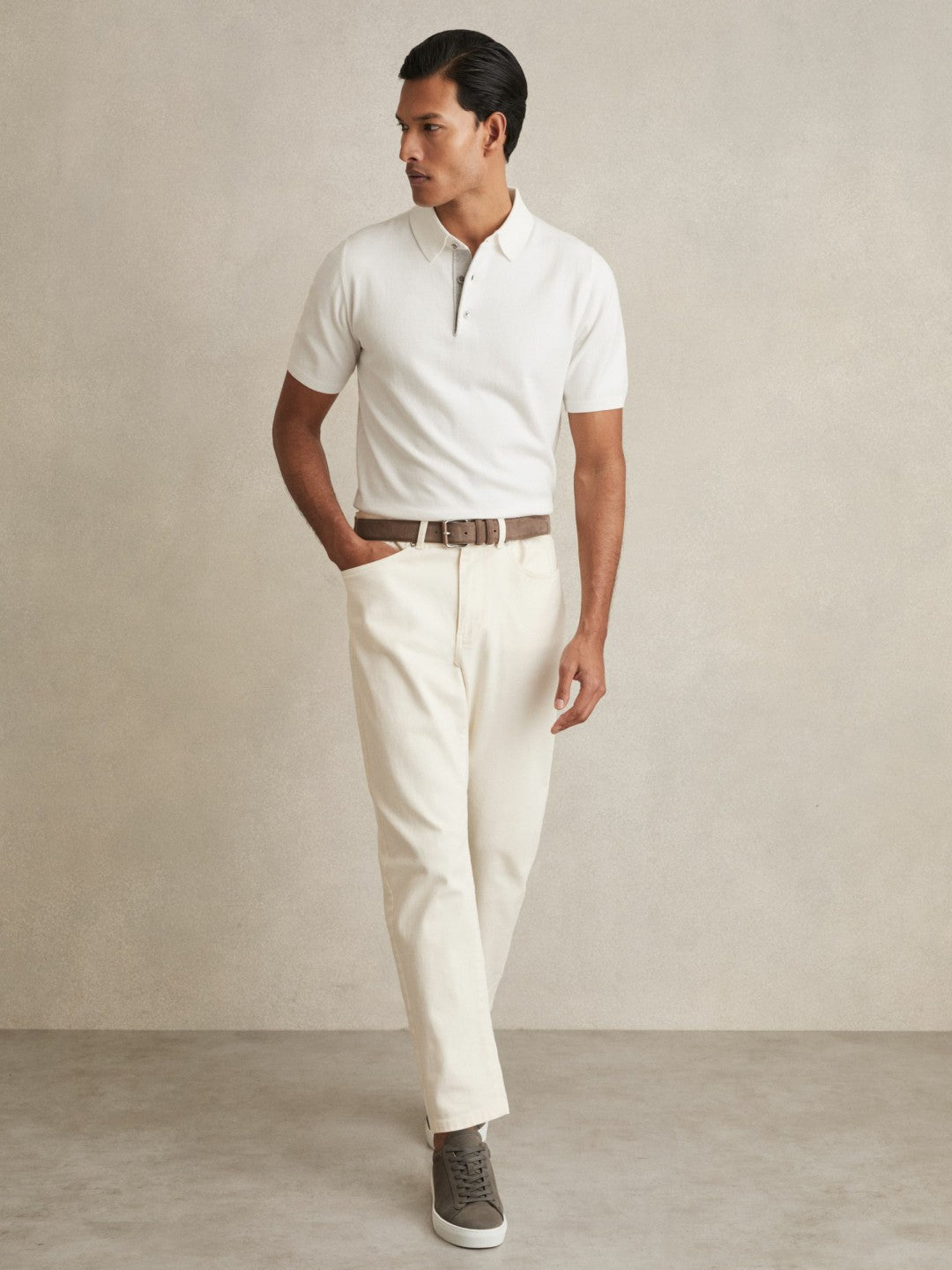 Reiss | Contrast-Placket Polo Shirt With Cotton in White