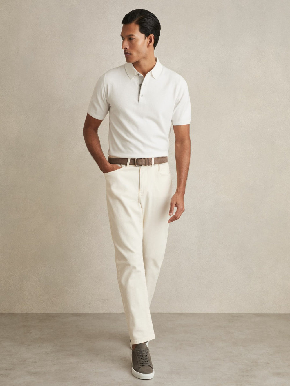 Reiss | Contrast-Placket Polo Shirt With Cotton in White