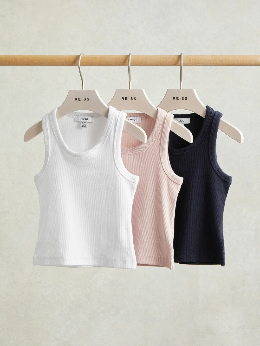 Reiss | 9-13 yrs Stretch-Cotton Ribbed Vest 3 Pack in Multicolour