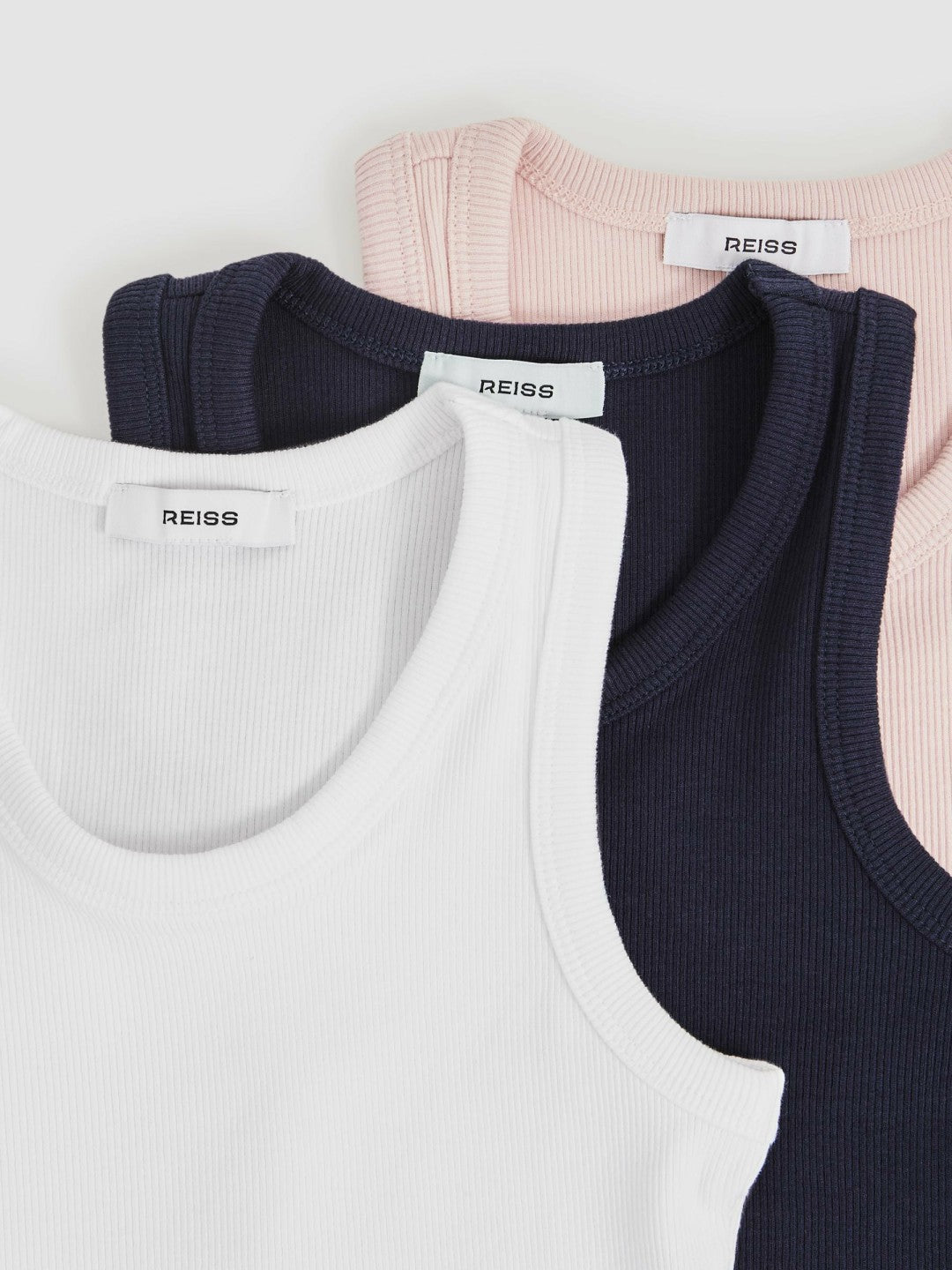 Reiss | 9-13 yrs Stretch-Cotton Ribbed Vest 3 Pack in Multicolour