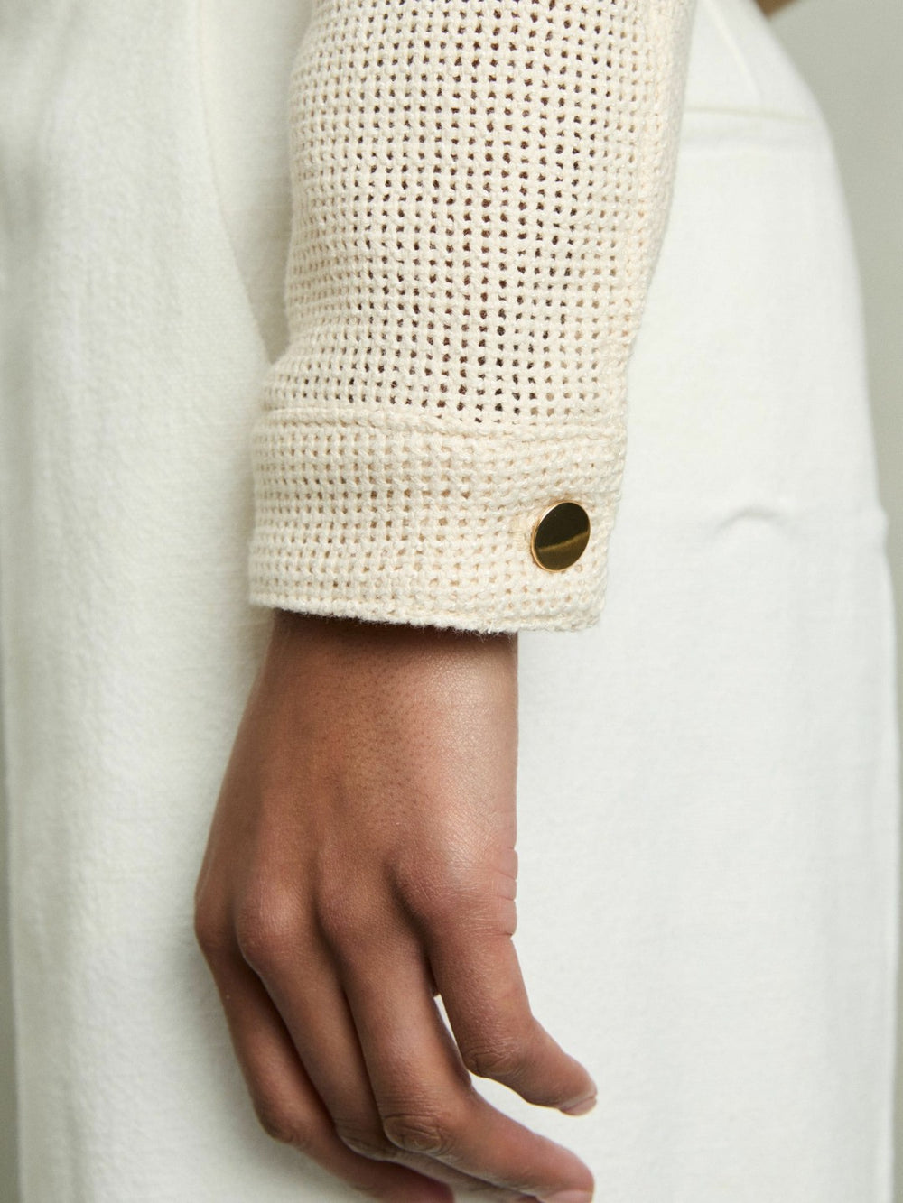 Reiss | Cotton-Blend Textured Trucker Jacket in Neutral