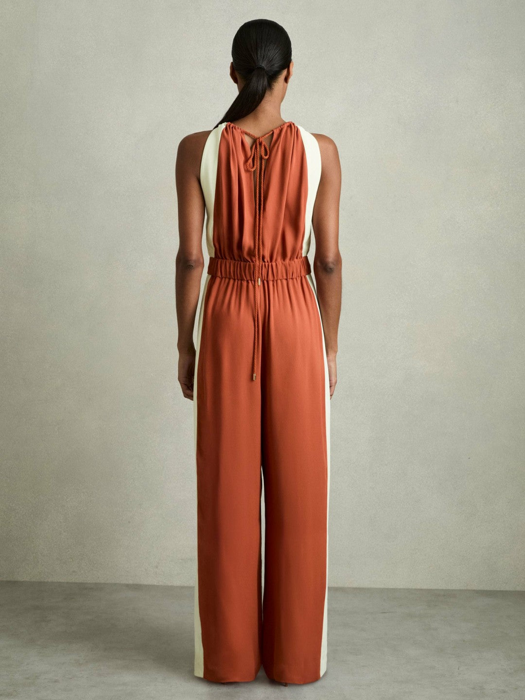 Reiss | Colour-Block Rope-Cord Jumpsuit in Orange
