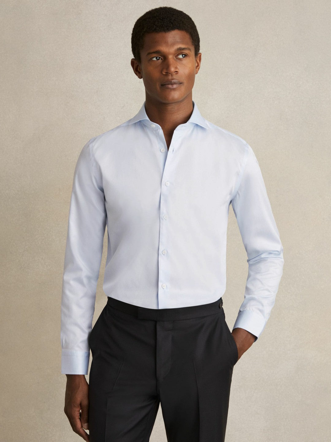 Reiss | Regular Fit Cotton-Twill Two-Fold Shirt Slim-Fit in Soft Blue