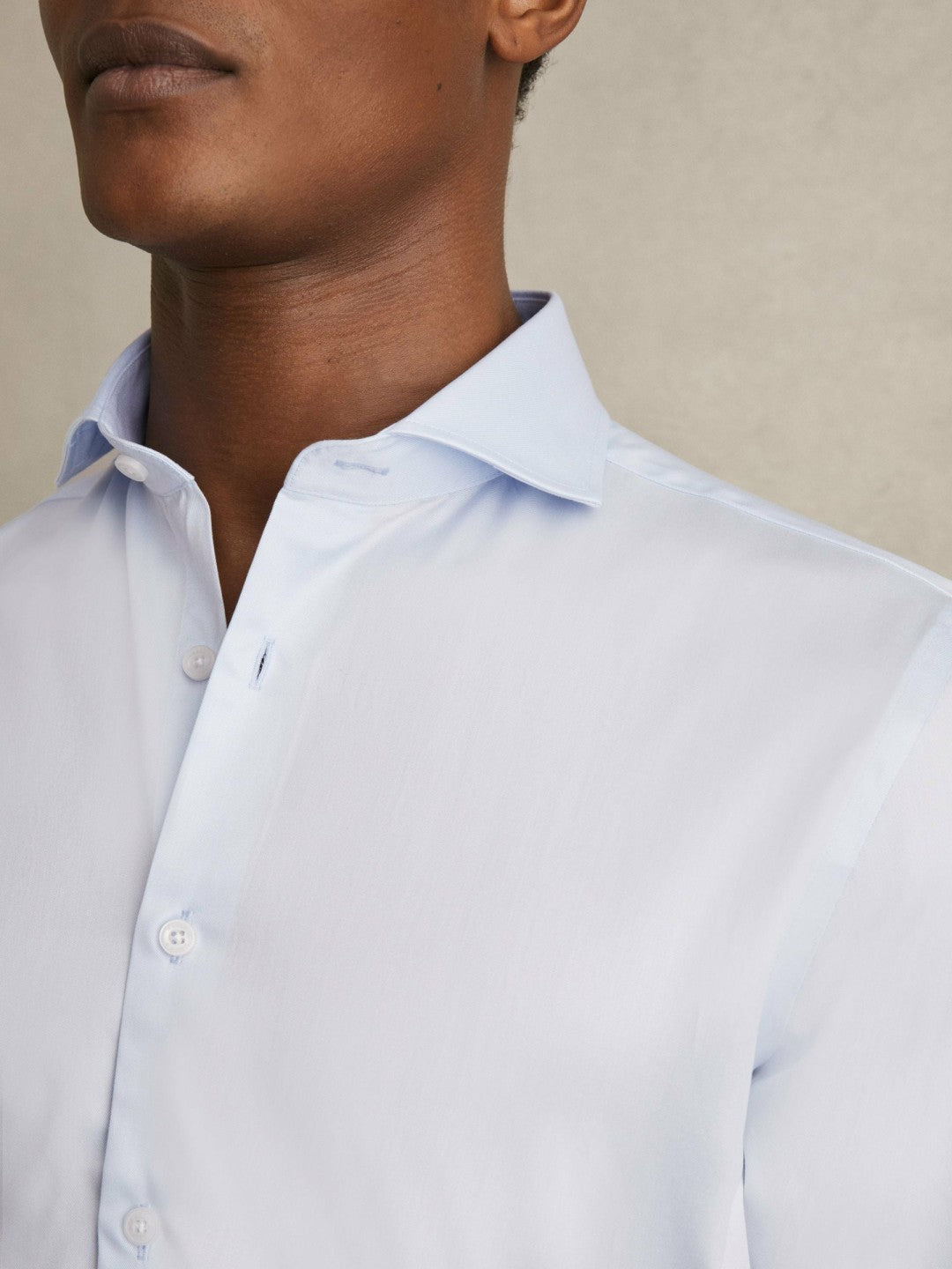 Reiss | Regular Fit Cotton-Twill Two-Fold Shirt Slim-Fit in Soft Blue
