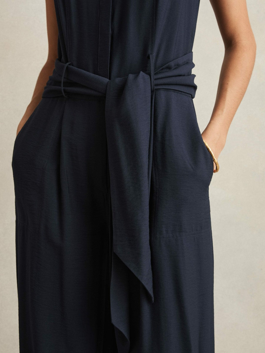 Reiss | Wide-Leg Belted Jumpsuit in Navy