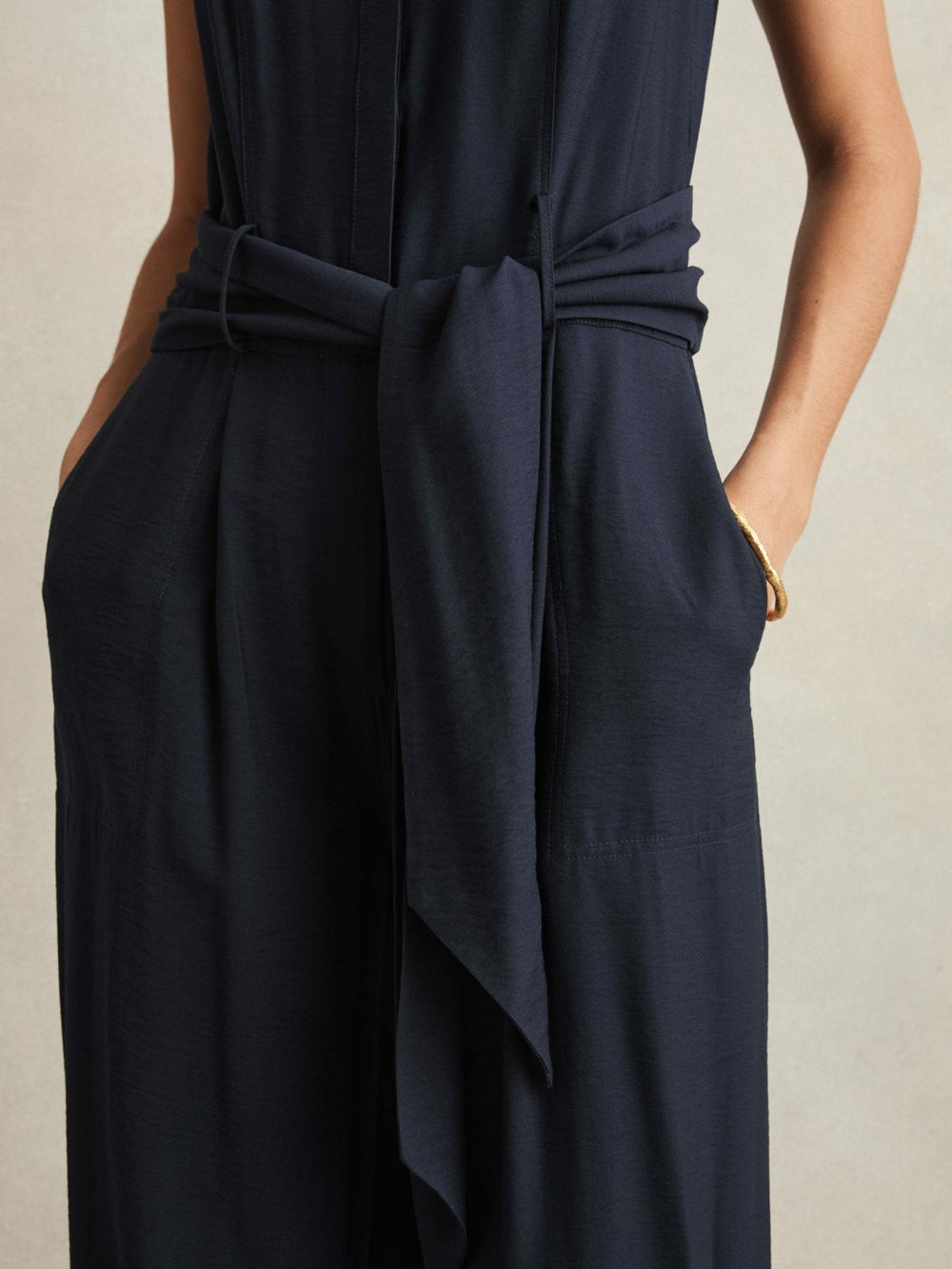 Reiss | Wide-Leg Belted Jumpsuit in Navy