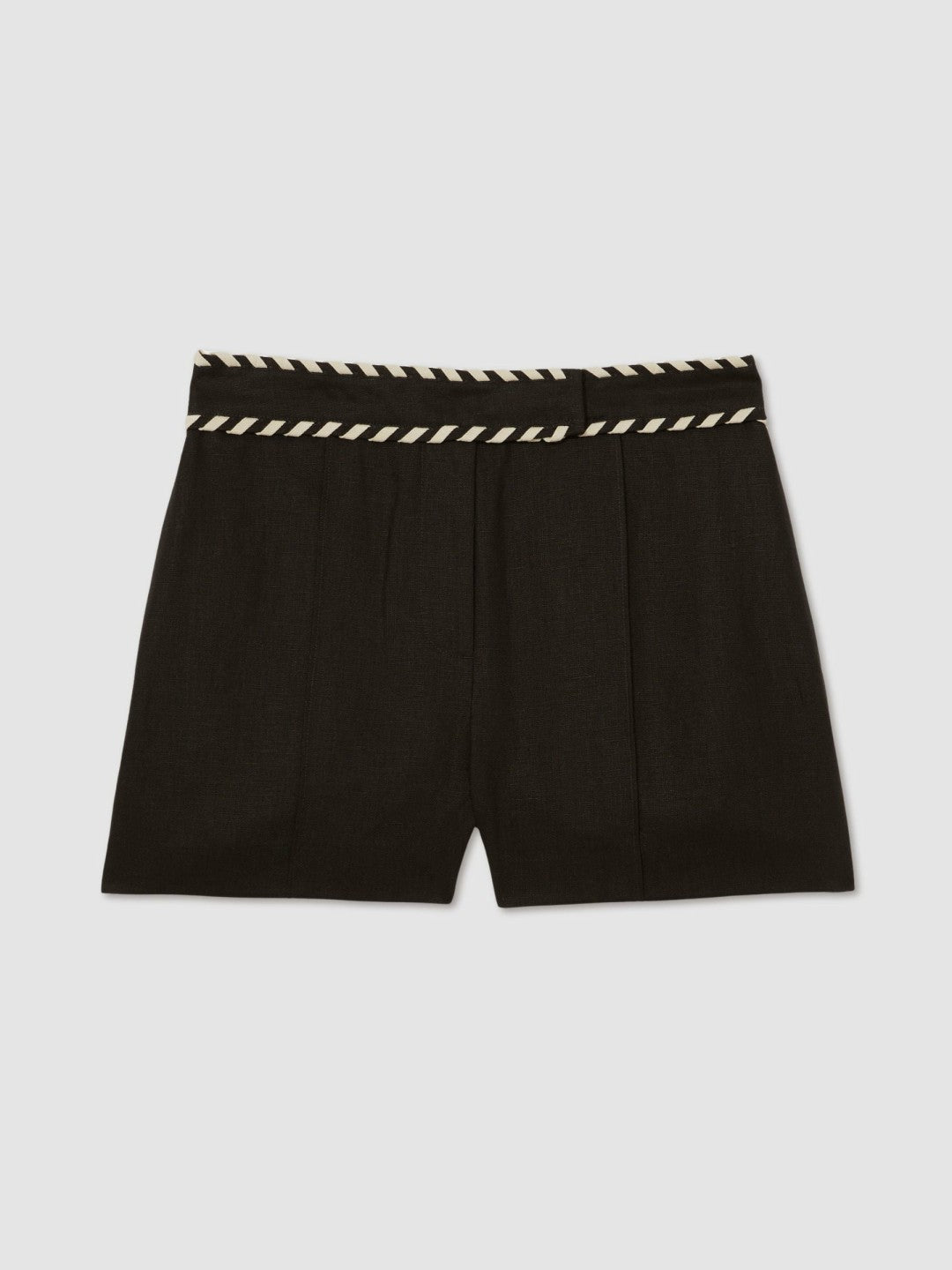 Reiss | Linen Whipstitch Shorts in Black