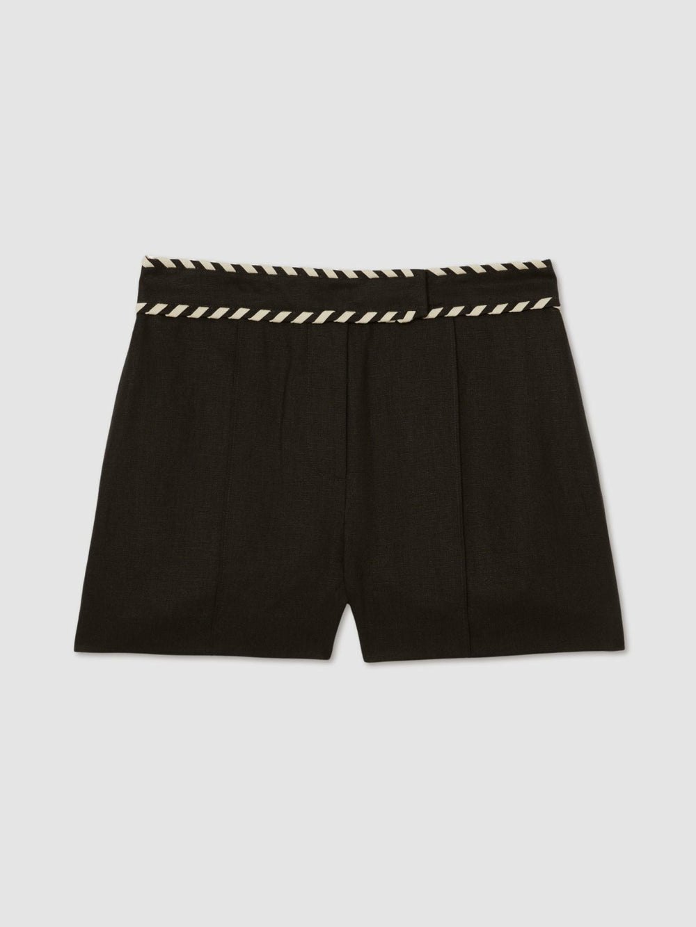 Reiss | Linen Whipstitch Shorts in Black