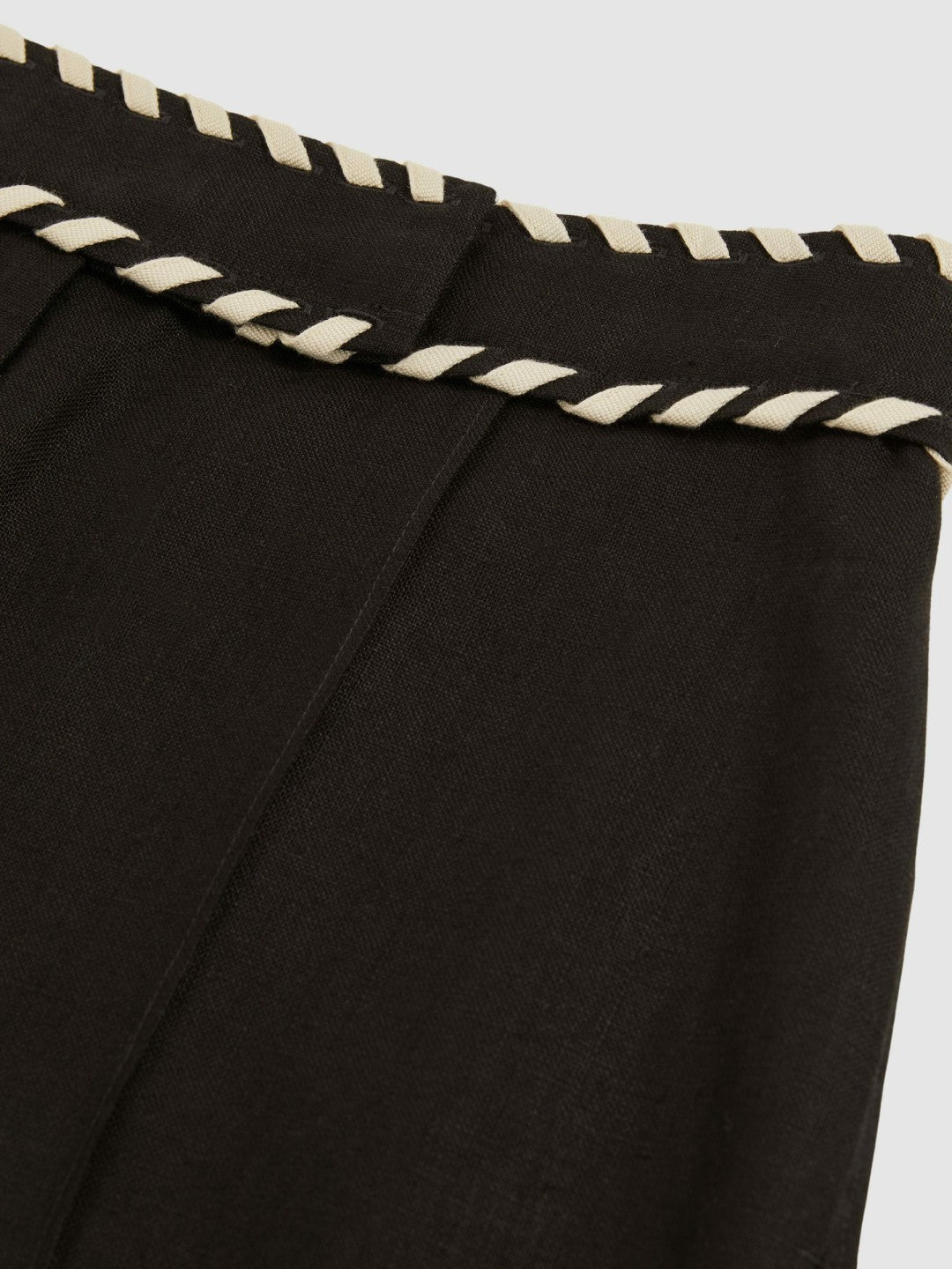 Reiss | Linen Whipstitch Shorts in Black