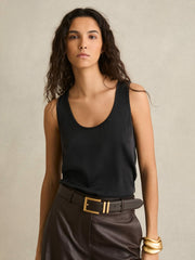 Reiss | Silk-Front Cami Top in Black