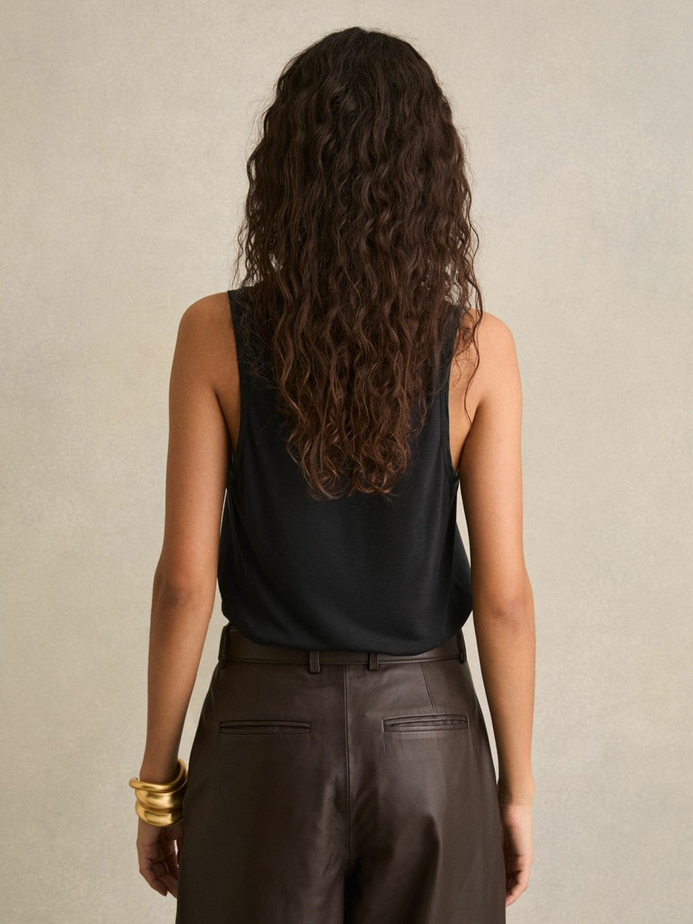 Reiss | Silk-Front Cami Top in Black