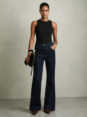 Reiss | Stretch-Cotton Racerback Vest in Black