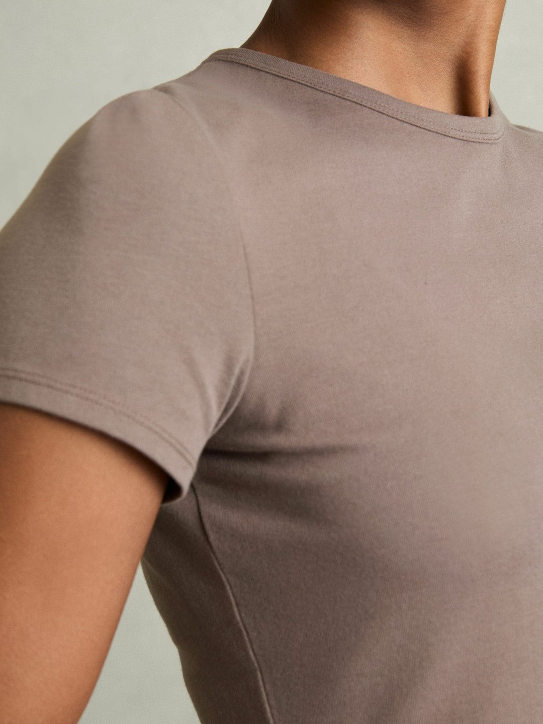 Reiss | Stretch-Cotton Crew-Neck T-Shirt in Mink