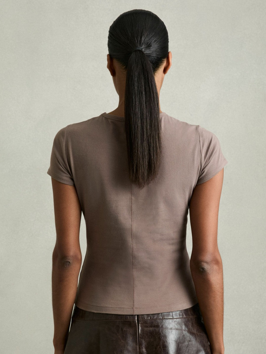 Reiss | Stretch-Cotton Crew-Neck T-Shirt in Mink