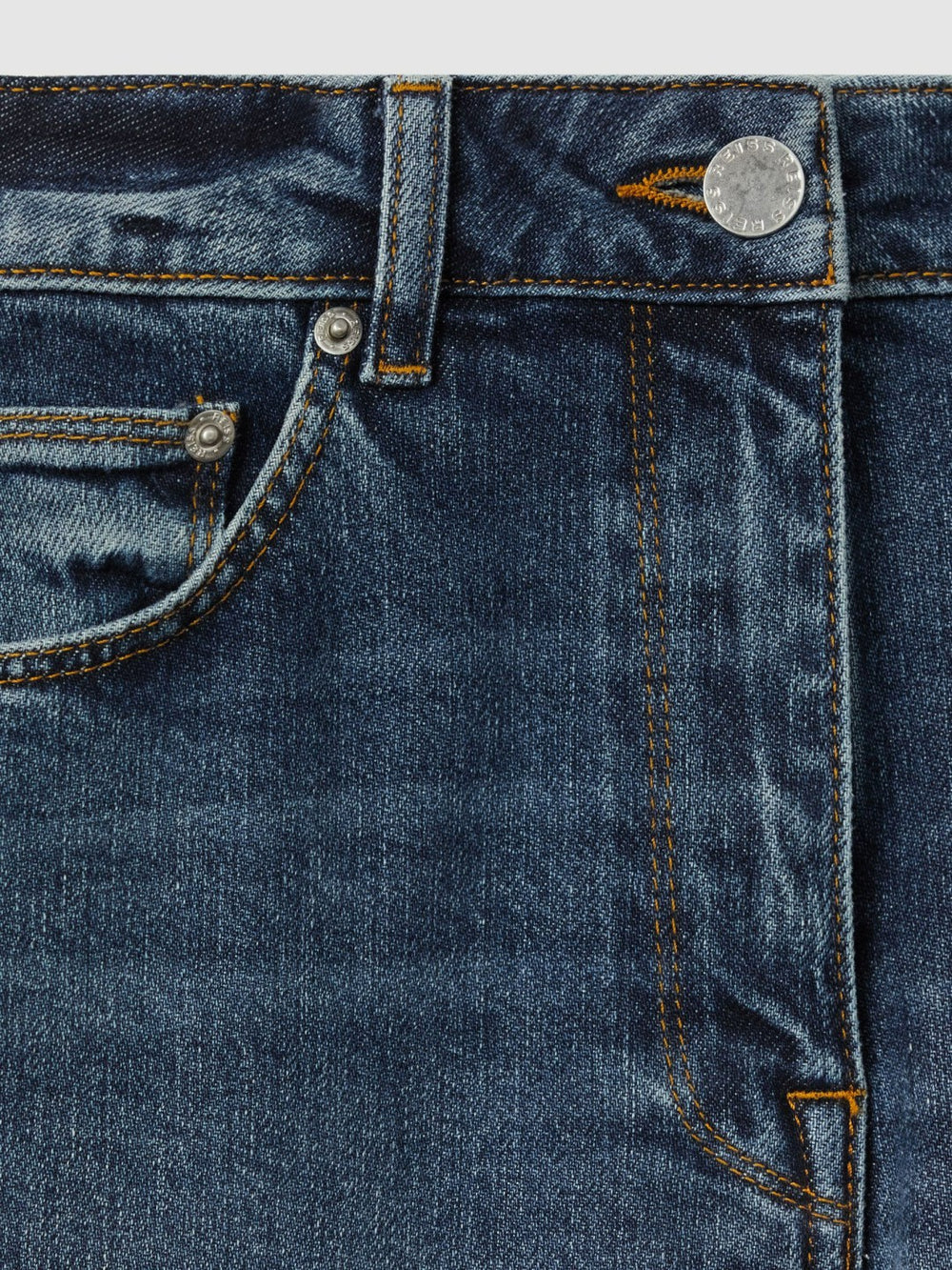 Reiss | Petite Mid-Rise Straight-Leg Jeans in Mid Blue
