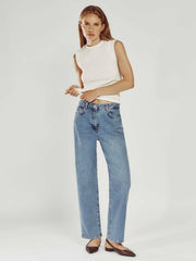 Reiss | Petite Mid-Rise Straight-Leg Jeans in Light Blue