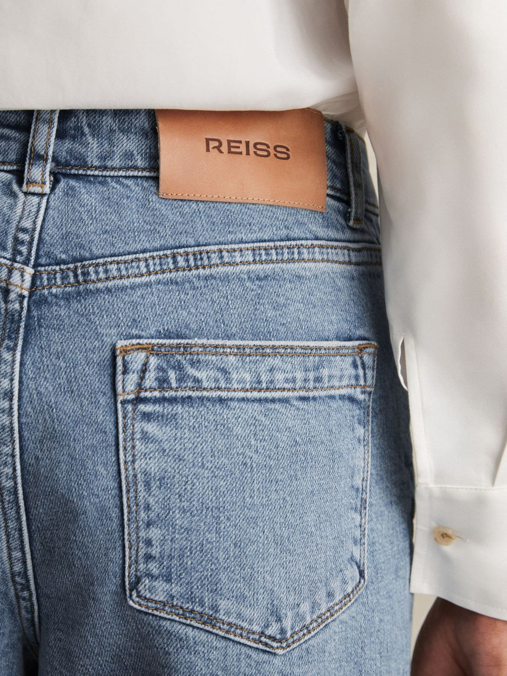 Reiss | Petite Mid-Rise Straight-Leg Jeans in Light Blue