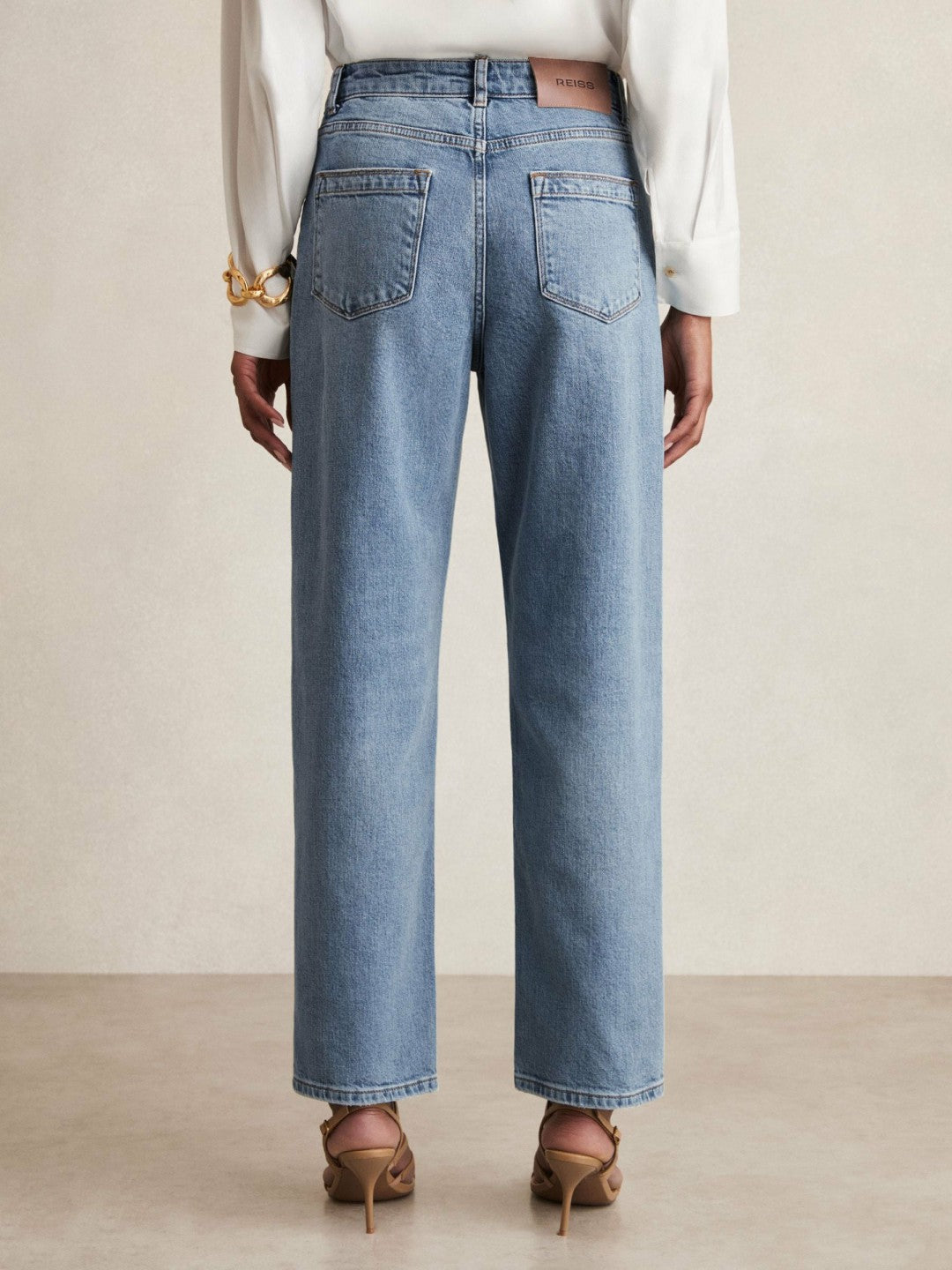 Reiss | Petite Mid-Rise Straight-Leg Jeans in Light Blue