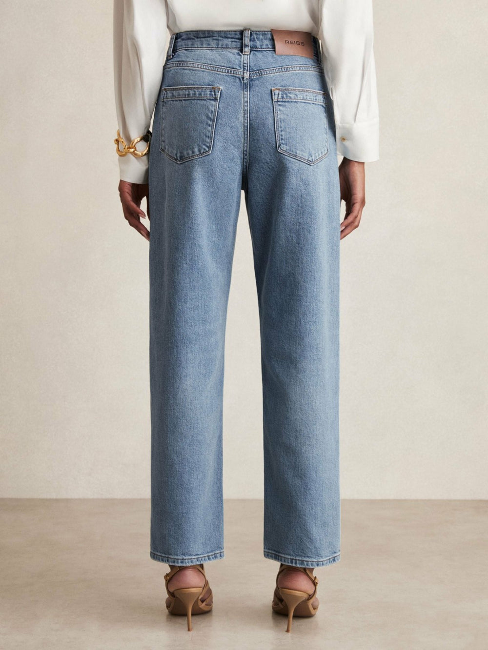 Reiss | Petite Mid-Rise Straight-Leg Jeans in Light Blue