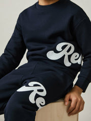 Reiss | 9-13 yrs Cotton-Blend Logo Script Joggers in Navy
