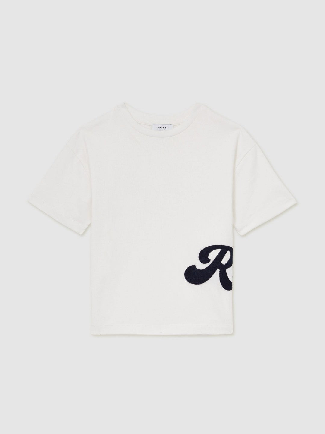 Reiss | 9-12 yrs Cotton Script-Logo Oversized T-Shirt in White