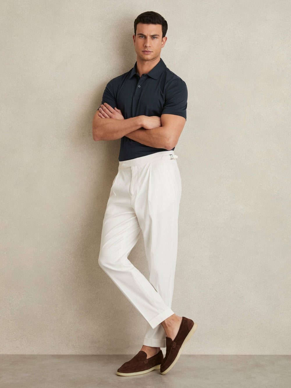 Reiss | Cotton Short-Sleeve Polo Shirt in Navy