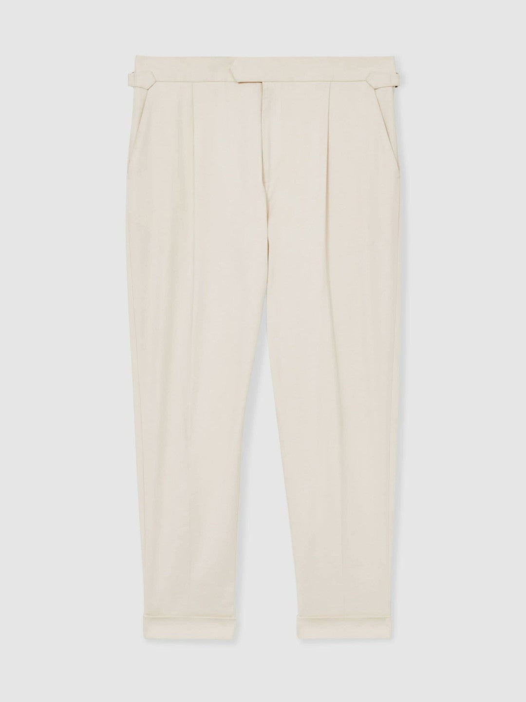 Reiss | Cotton-Blend Tapered Trousers in Stone