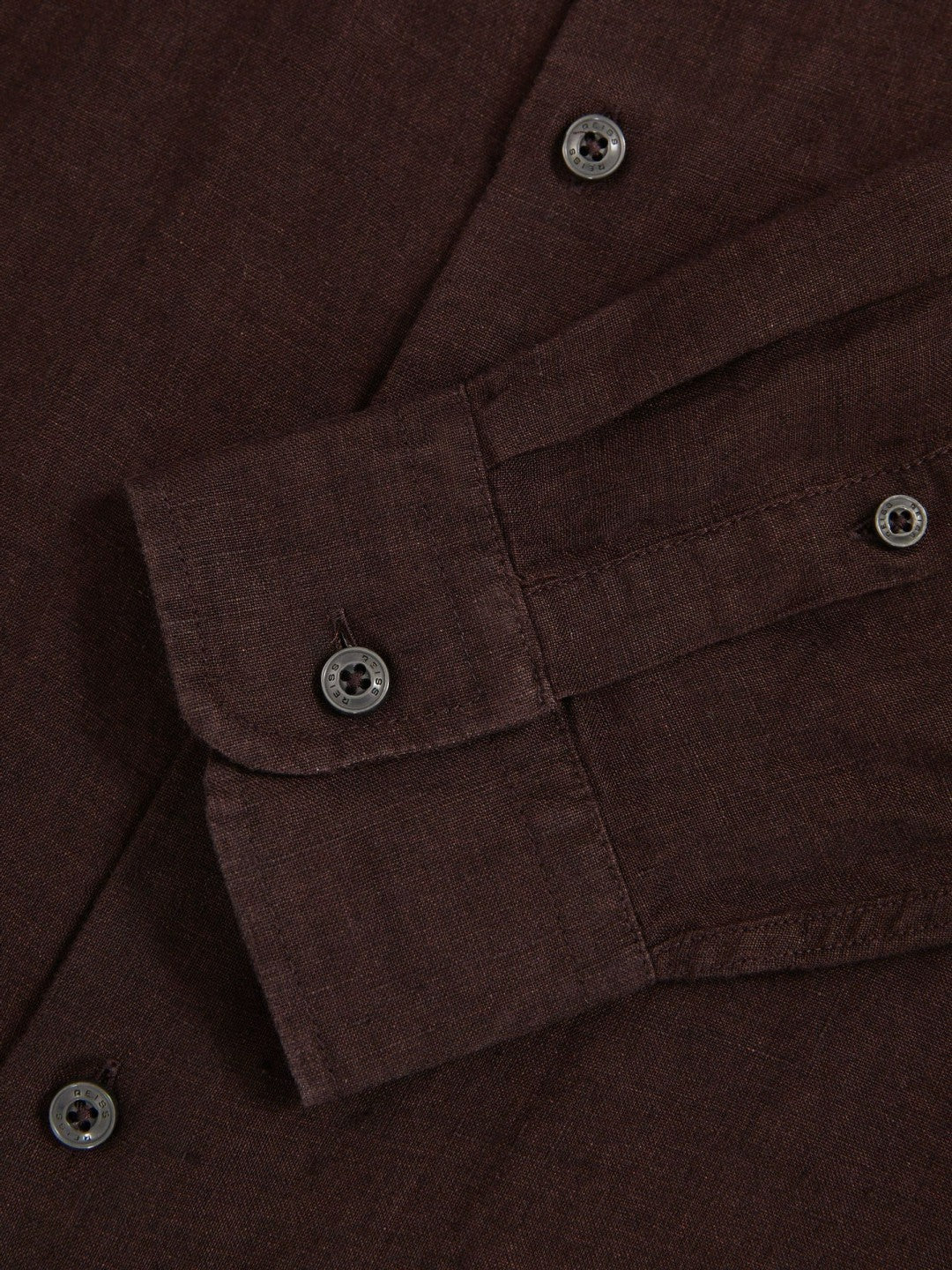 Reiss | Linen Button-Through Shirt in Dark Brown
