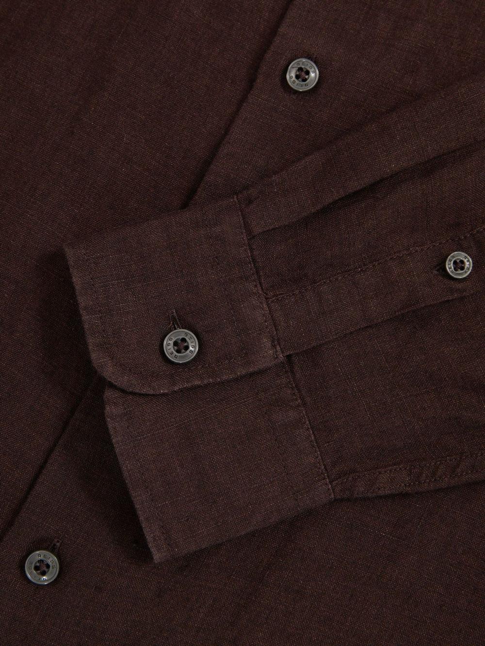Reiss | Linen Button-Through Shirt in Dark Brown