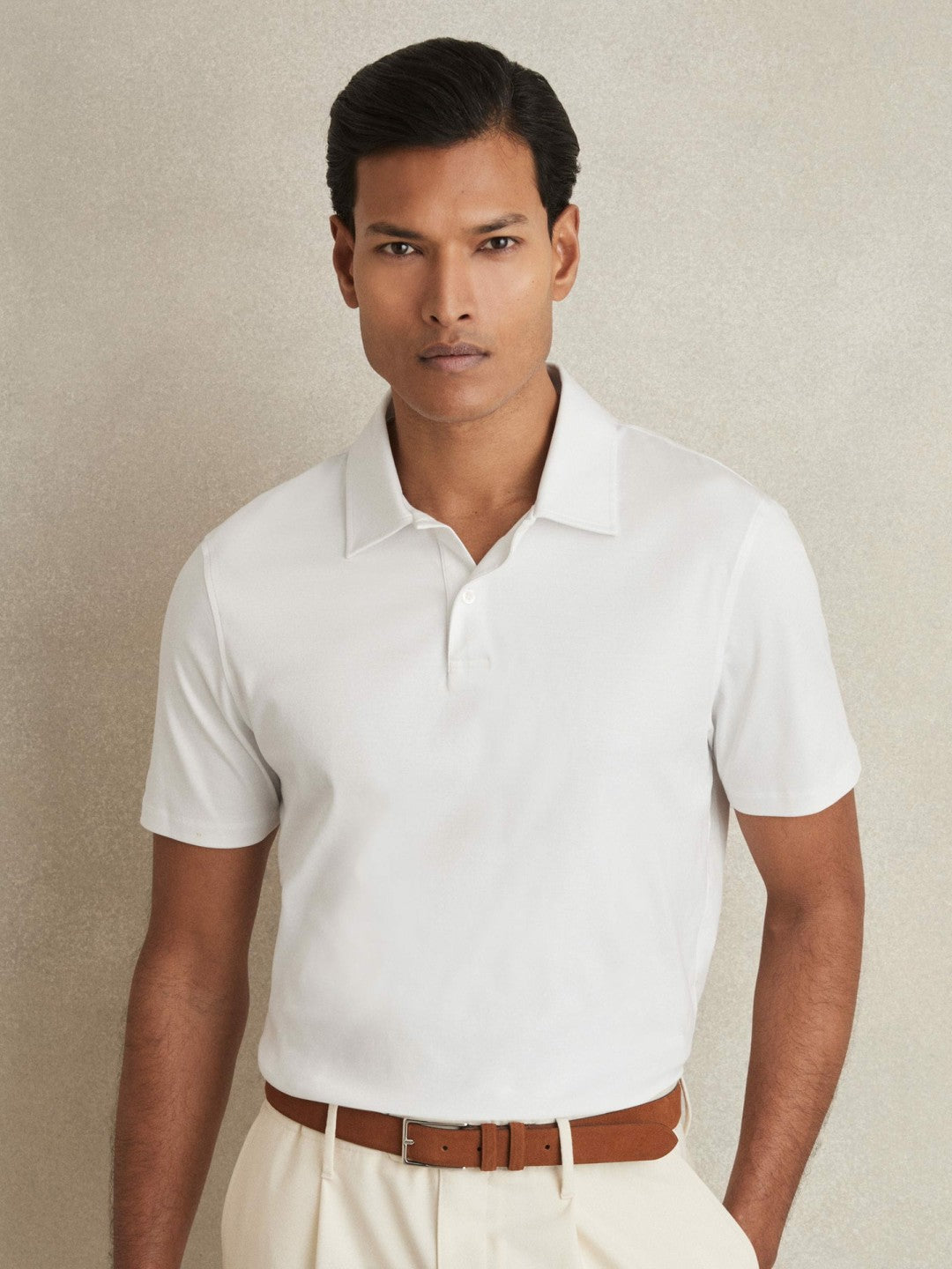 Reiss | Cotton Short-Sleeve Polo Shirt in White
