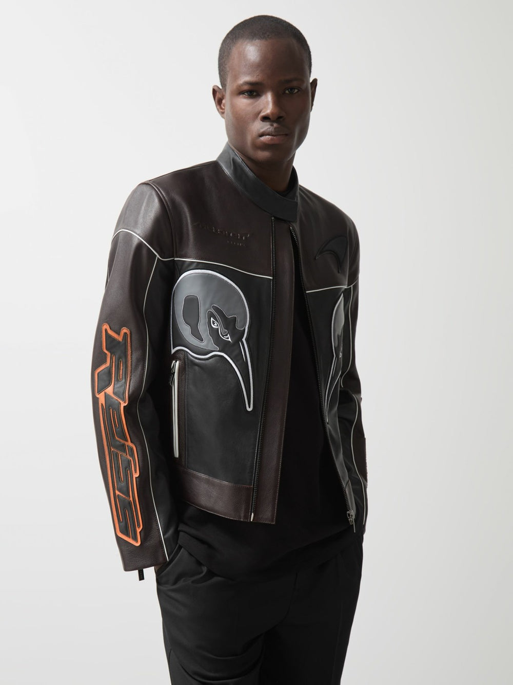 Reiss | McLaren F1 Team Leather Biker Jacket in Black