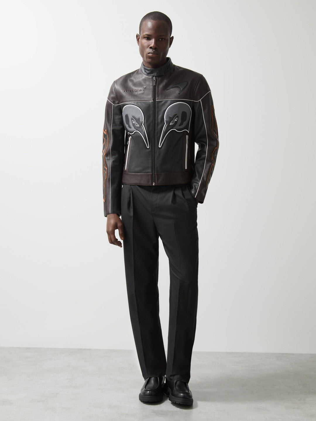 Reiss | McLaren F1 Team Leather Biker Jacket in Black