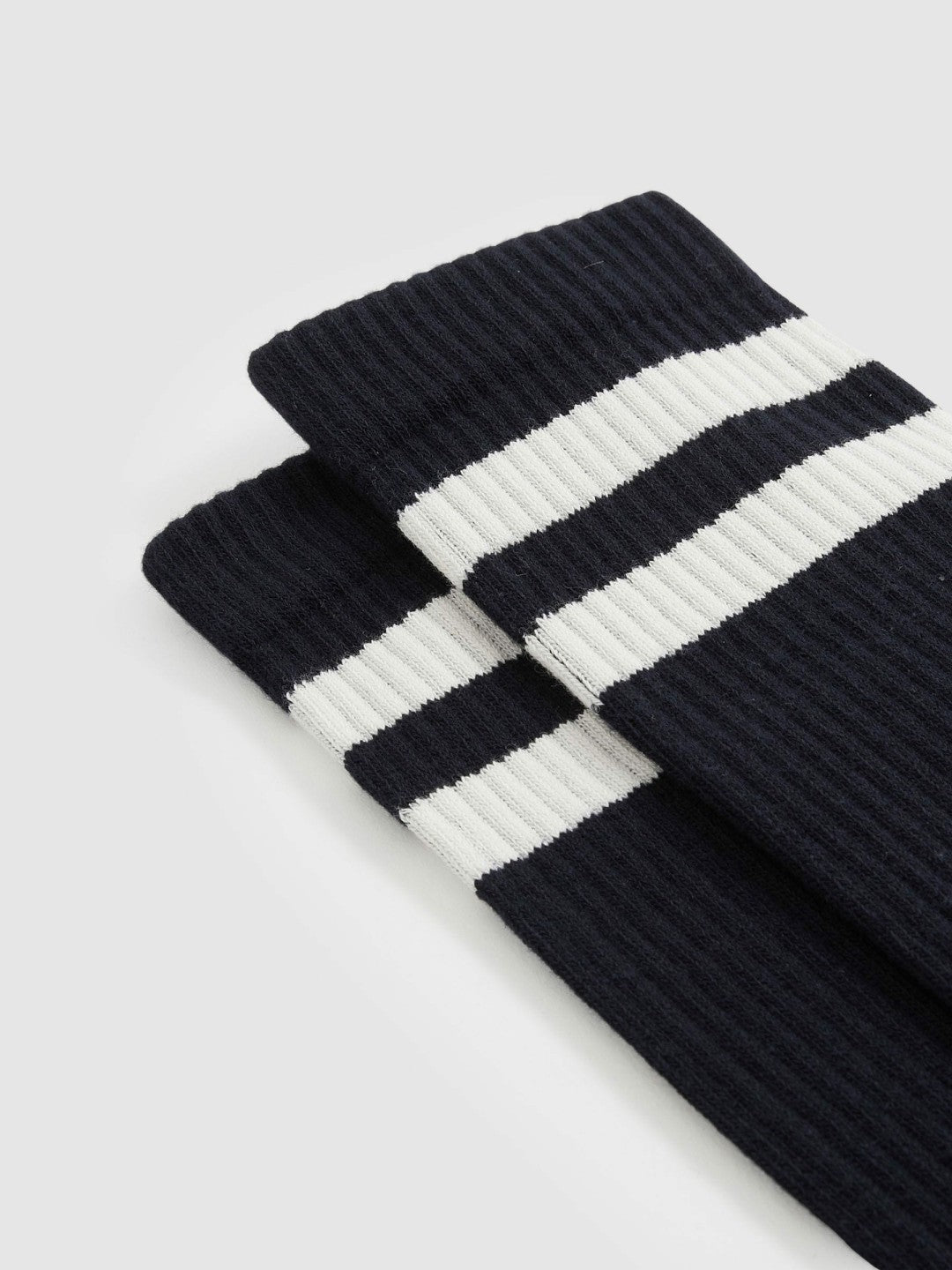 Reiss | Cotton-Blend Double-Stripe Socks in Navy/Ecru