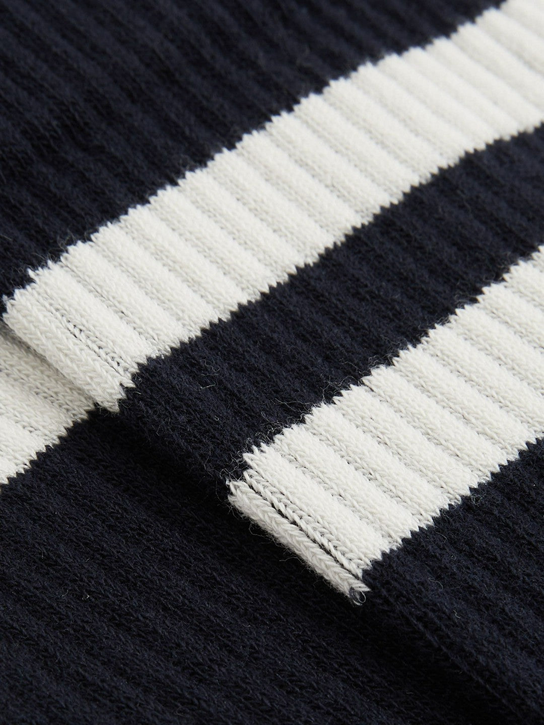 Reiss | Cotton-Blend Double-Stripe Socks in Navy/Ecru